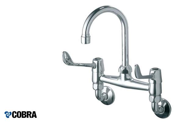 Medical Elbow action, ¼ turn ceramic disc, wall type mixer with fixed outlet and reinforcing back plate.  ½" BSP fixed male connection inlets with 178mm centres. SANS 226 TYPE 2. 