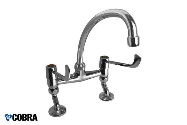 Elbow action, ¼ turn ceramic disc, pillar type mixer with swivel outlet.½ BSP male connection inlets. SANS 226 TYPE 2.